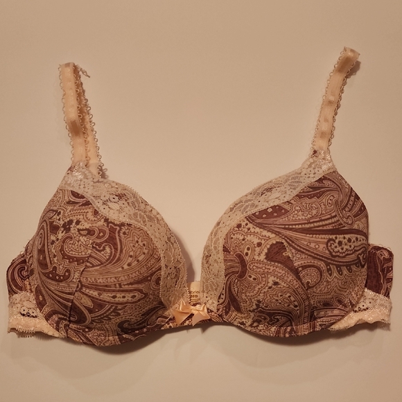 Ambrielle Brown Paisley Lace Bra - Picture 1 of 3